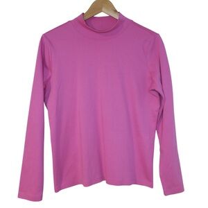 LL Bean Pima Cotton Tee Pink Long Sleeve Top Mock Neck Layer‎ Casual Lounge M